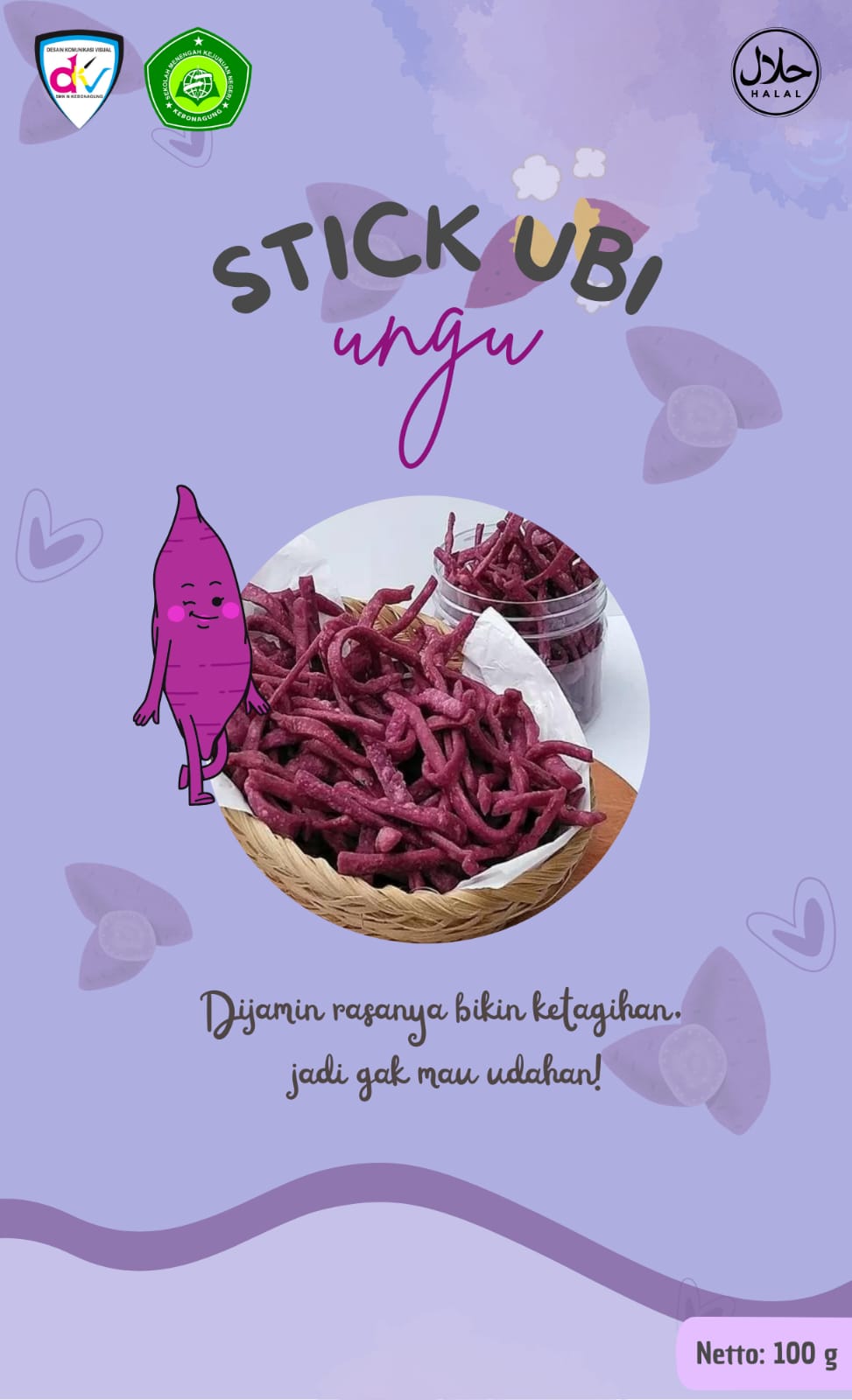 Foto desain kemasan stick Ubi ungu